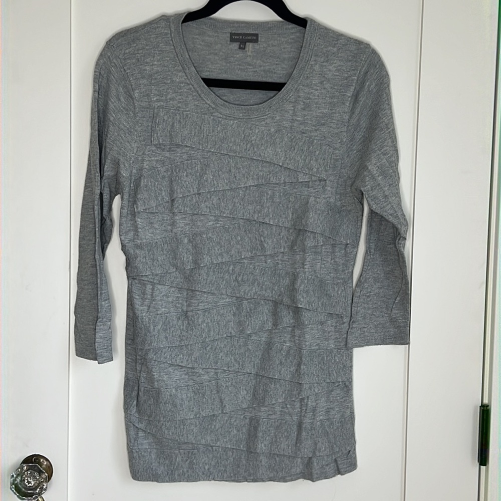 🕶️Vince Camuto Light Gray Layered Look Tunic Slim Sweater Top XL - Picture 4 of 6